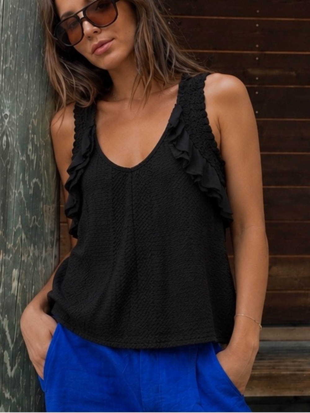 Anthropologie tank with ruffles